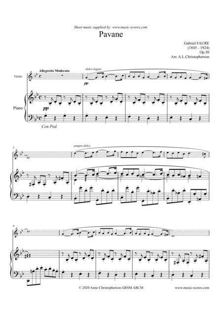 Faure Op.50 Pavane - Violin and Piano (arr. Anne Christopherson GRSM ARCM)