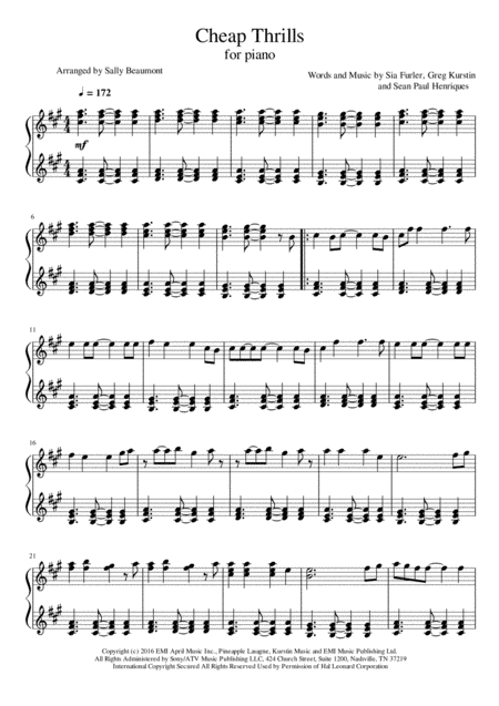Cheap Thrills (arr. Sally Beaumont)