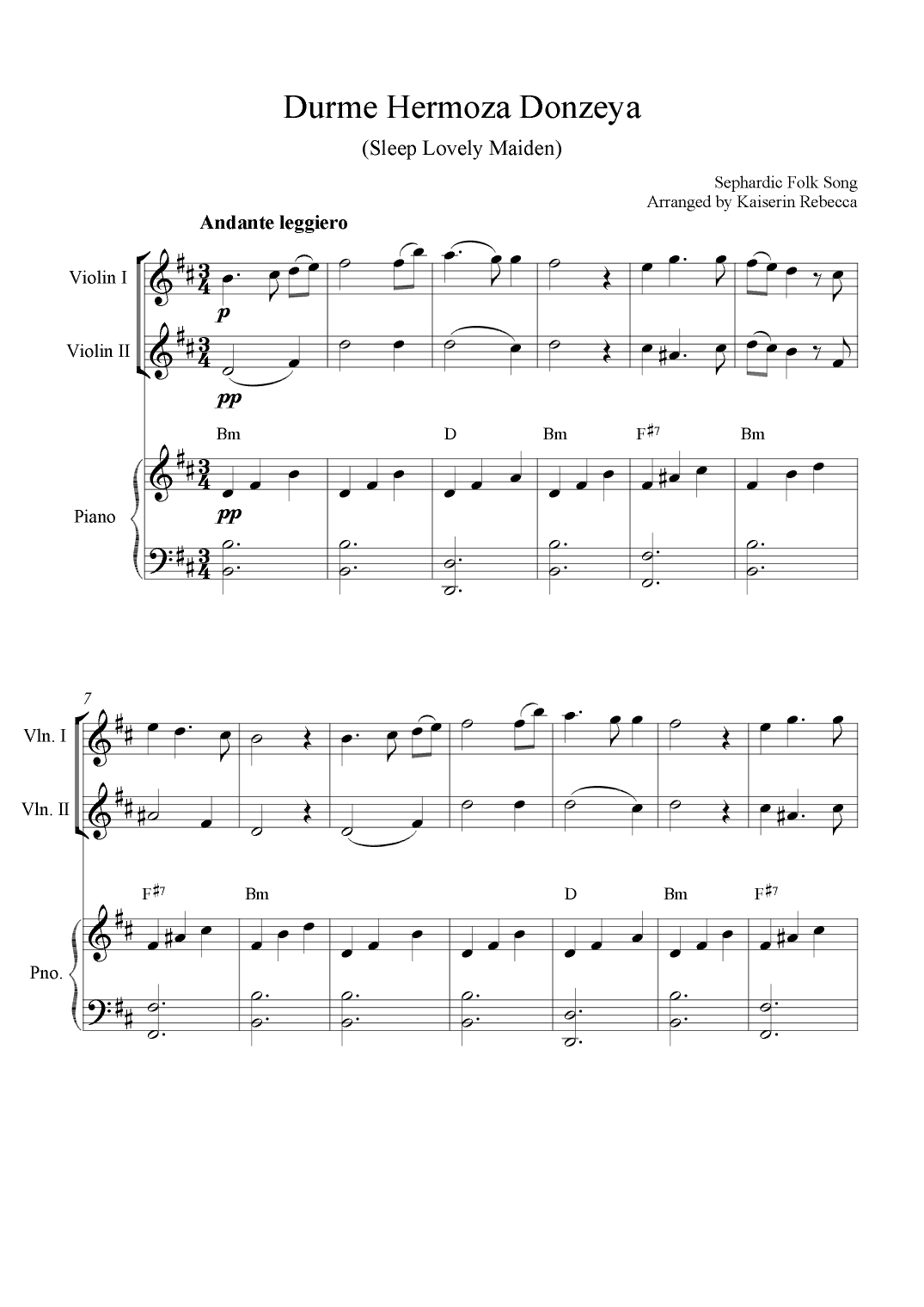 Durme Hermoza Donzeya (Sleep Lovely Maiden) (arr. Kaiserin Rebecca)