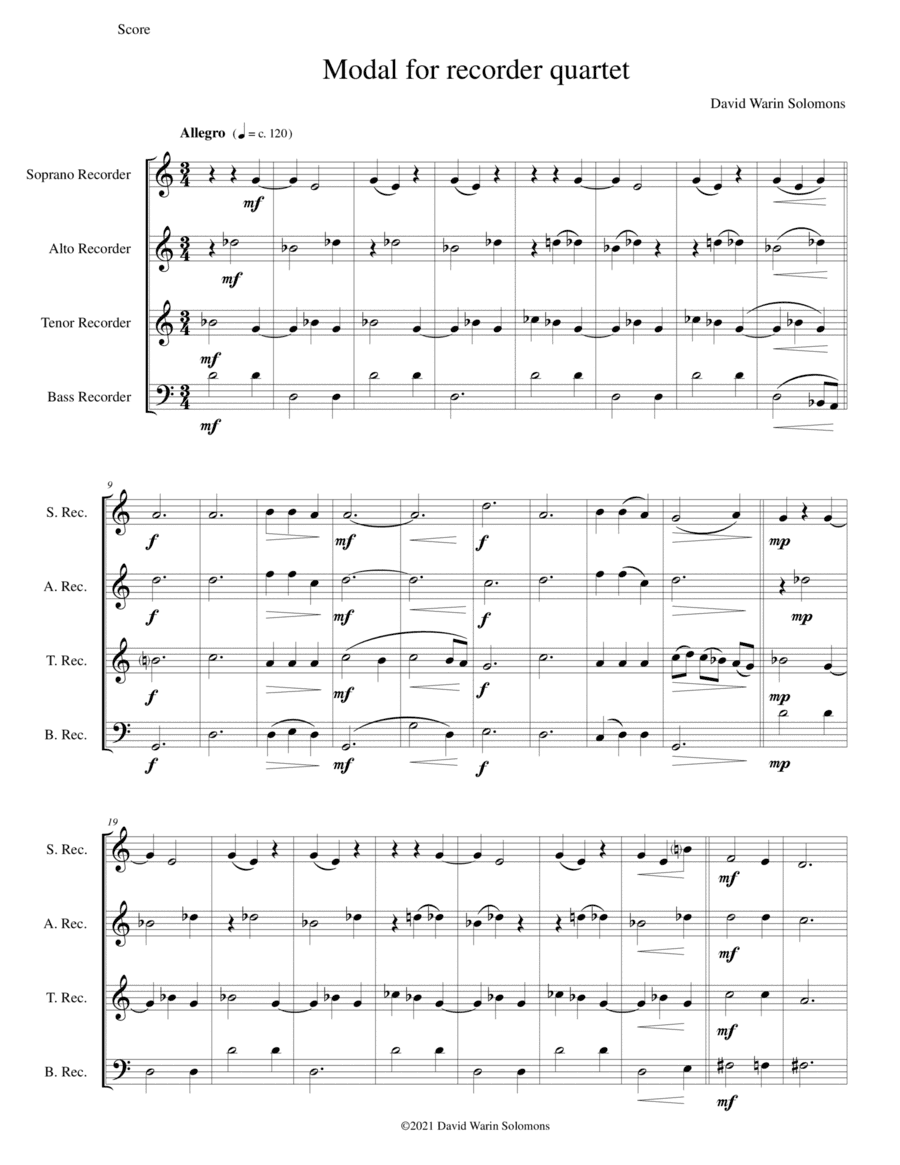Modal for recorder quartet