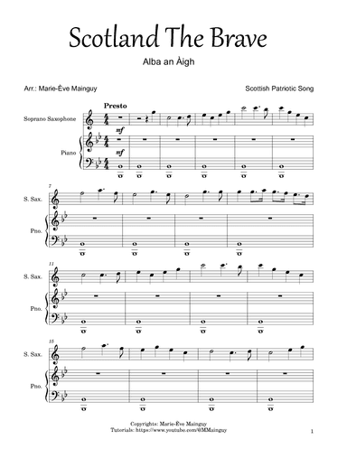 Scotland The Brave (arr. Marie-Ève Mainguy)