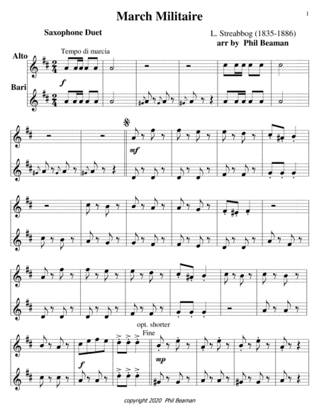 March Militaire-Saxophone Duet (arr. Phil Beaman)