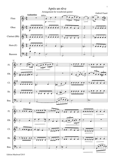 Après un Rêve (arr. Edition Maulwurf)