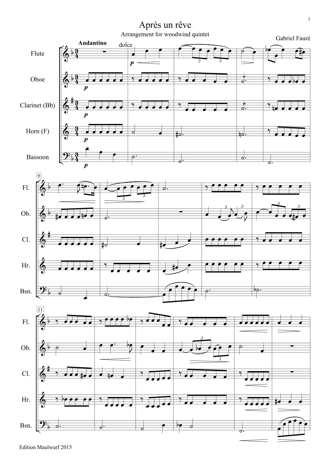 Après un Rêve (arr. Edition Maulwurf)