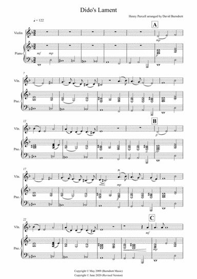Dido's Lament for Violin and Piano (arr. David Burndrett)