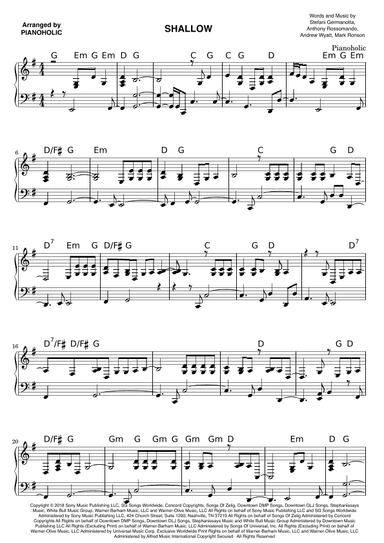 Shallow (arr. PIANOHOLIC)