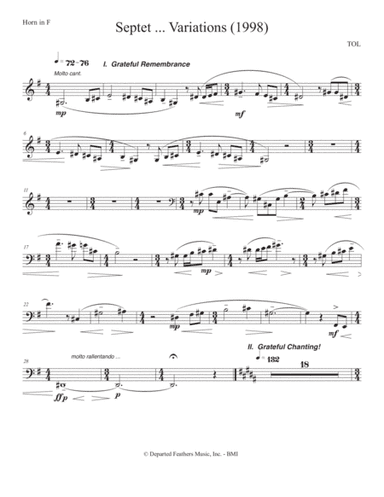 Septet, opus 77 ... Variations on a Shaker Tune (1998) Horn in F part