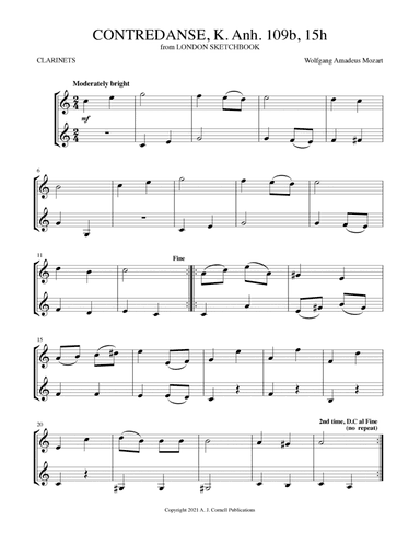 Contredanse, K. 15h (from London Sketchbook, K. Anh. 109b) (arr. Mark Phillips)