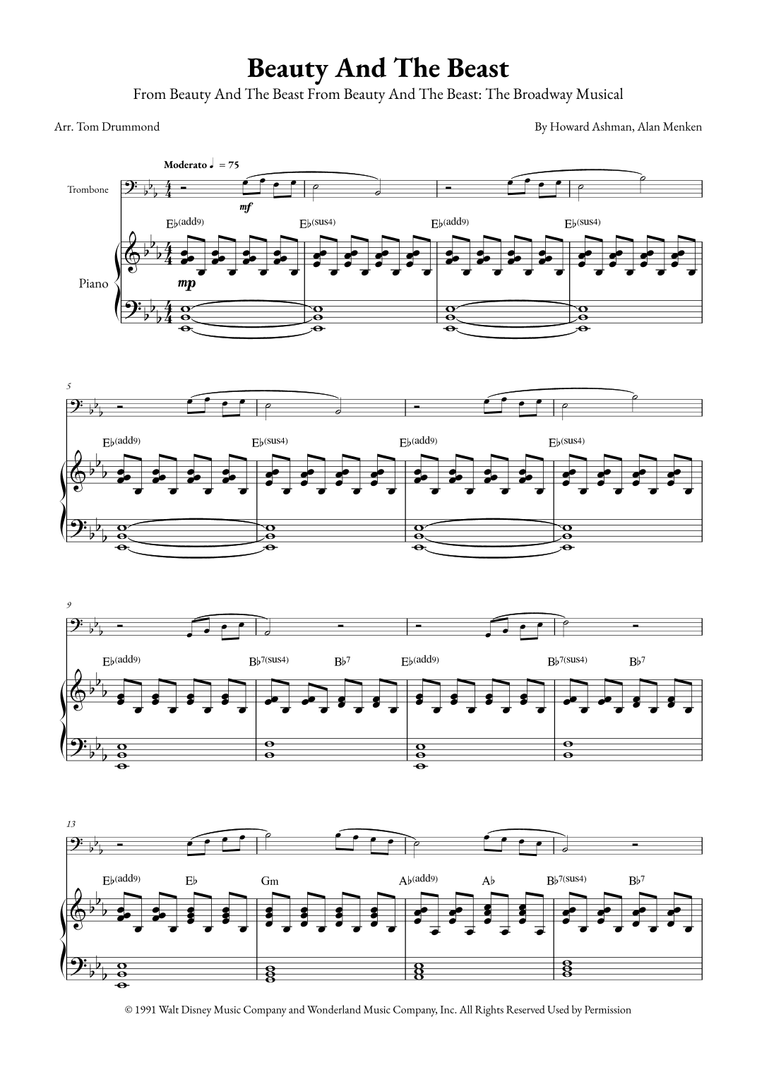 Beauty And The Beast (arr. Tom Drummond)