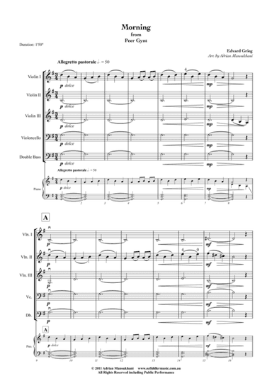 Morning, from Peer Gynt. By Edvard Grieg. Arranged for String Orchestra (arr. Adrian Mansukhani)