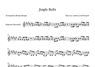 Jingle Bells in F# major, For Soprano Recorder (arr. Braian Borges)