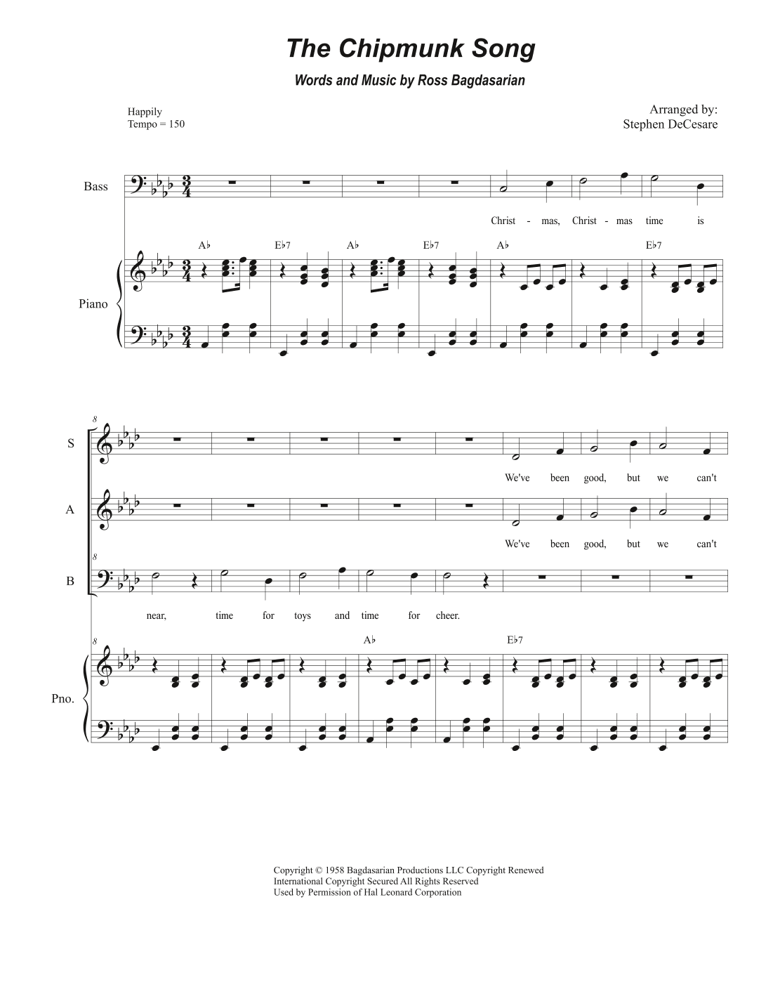 The Chipmunk Song (arr. Stephen DeCesare)