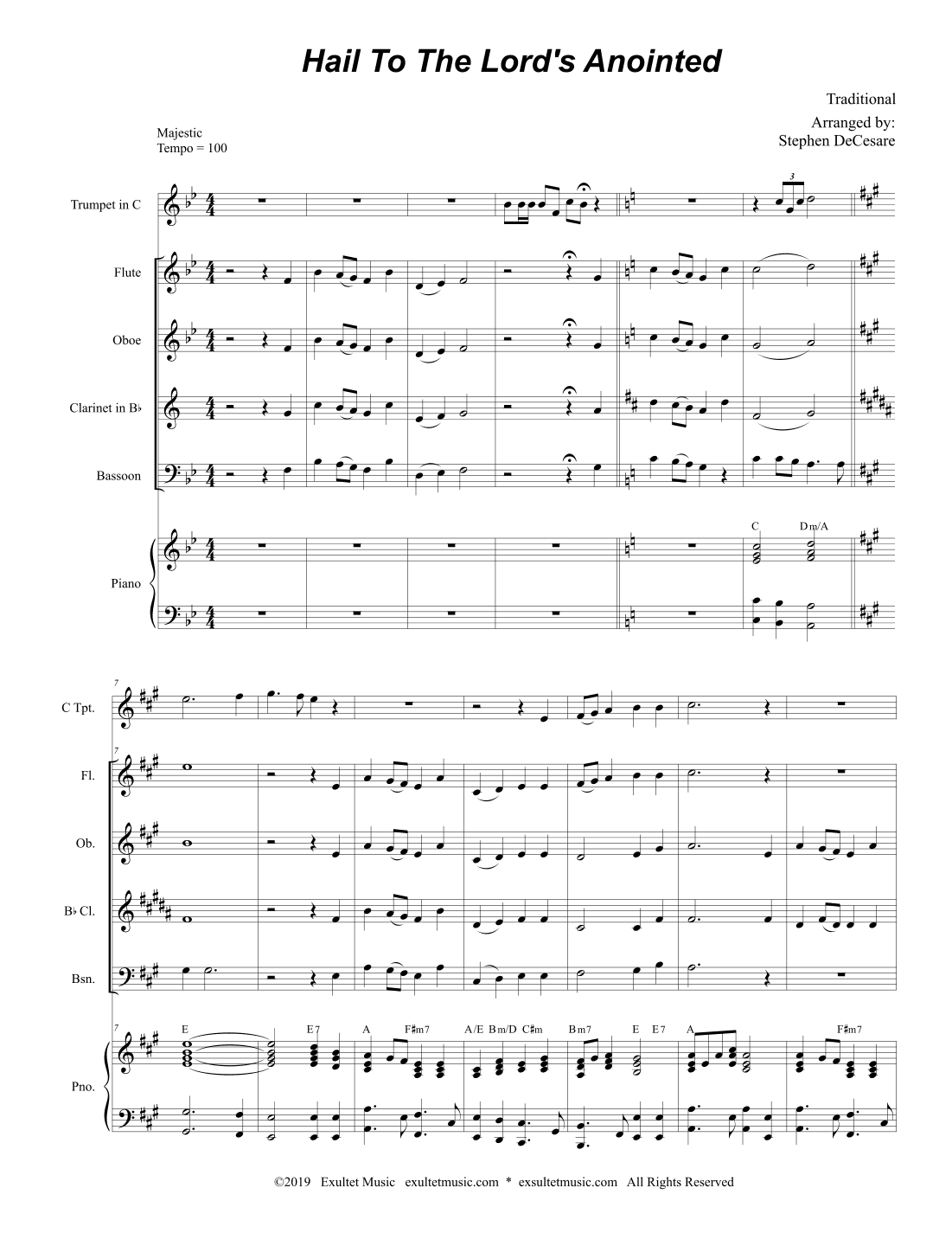 Hail To The Lord's Anointed (Woodwind Quartet and Piano) (arr. Stephen DeCesare)