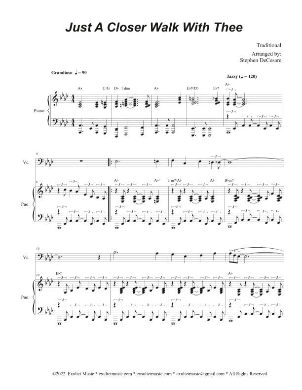 Just A Closer Walk With Thee (Cello solo and Piano) (arr. Stephen DeCesare)