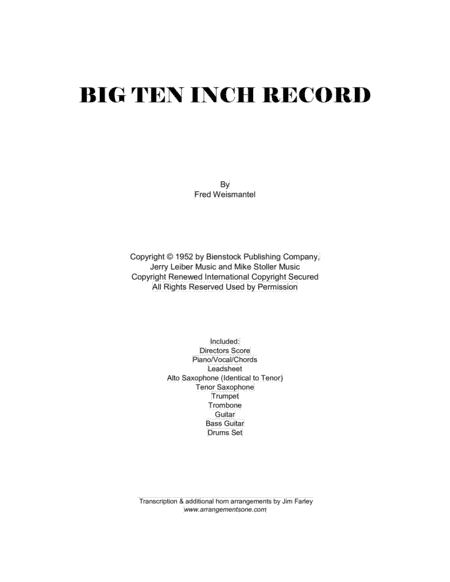Big Ten Inch Record (arr. Jim Farley www.arrangementsone.com)