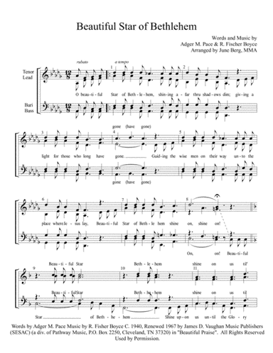 Beautiful Star Of Bethlehem (arr. June Berg, MMA)