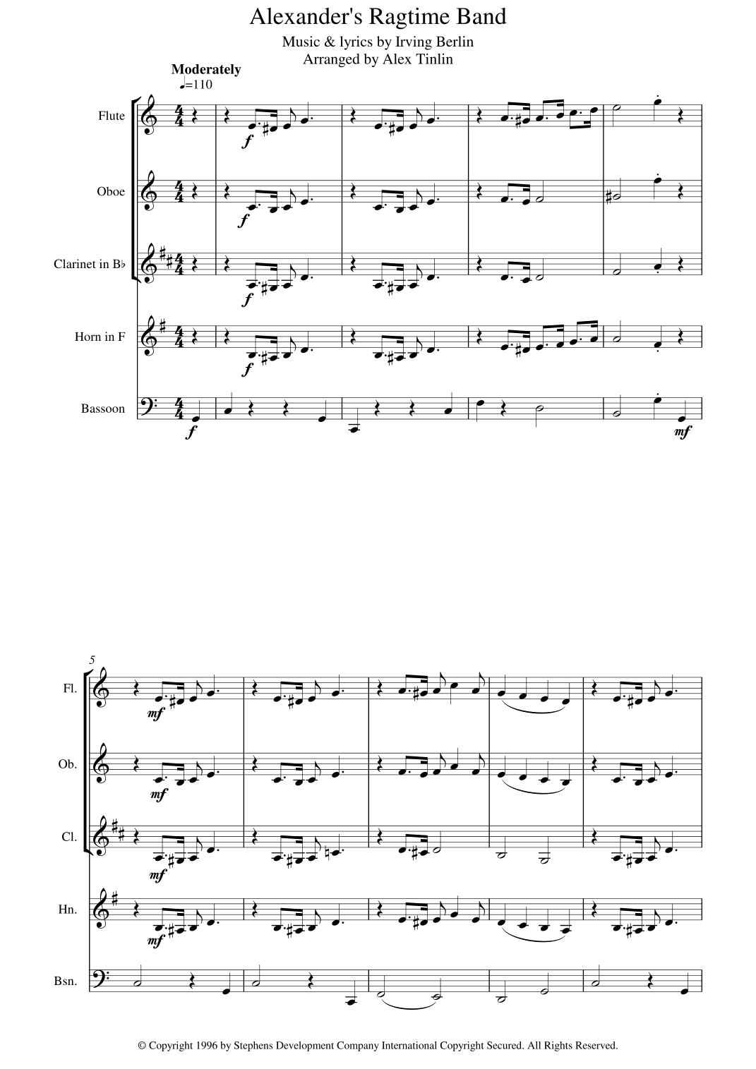 Alexander's Ragtime Band (arr. Alex Tinlin)
