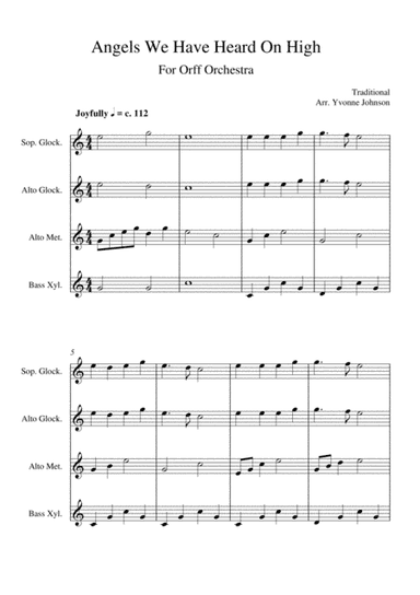 Angels We Have heard On High - For Orff Ensemble (arr. Yvonne Johnson)