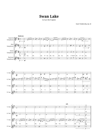 Swan Lake by Tchaikovsky for Sax Quartet (arr. Langanho)