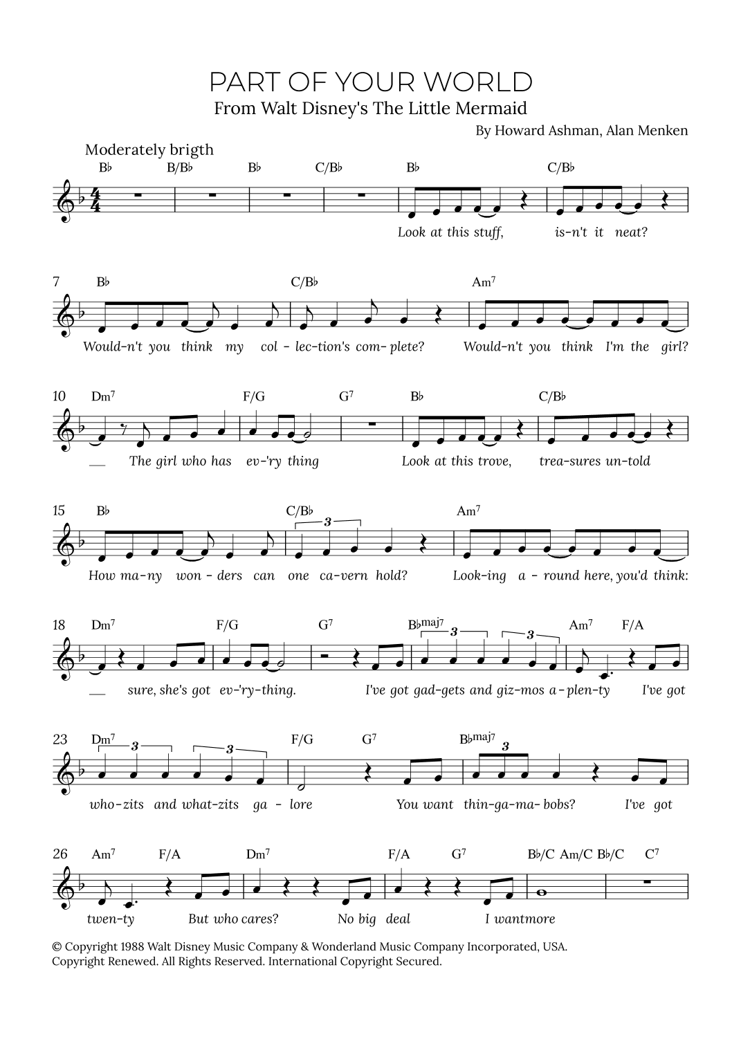 Part Of Your World (reprise) (arr. Alex Nunes Rodrigues)