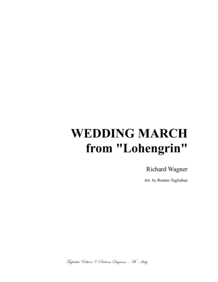 WEDDING MARCH - Wagner - For Organ 3 staff (arr. Renato Tagliabue)