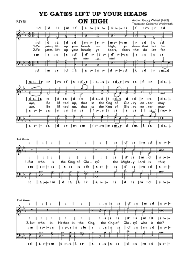 YE GATES LIFT UP YOUR HEADS ON HIGH (arr. Unknown)