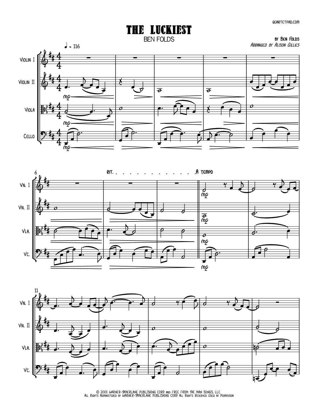 The Luckiest (arr. Alison Gillies)