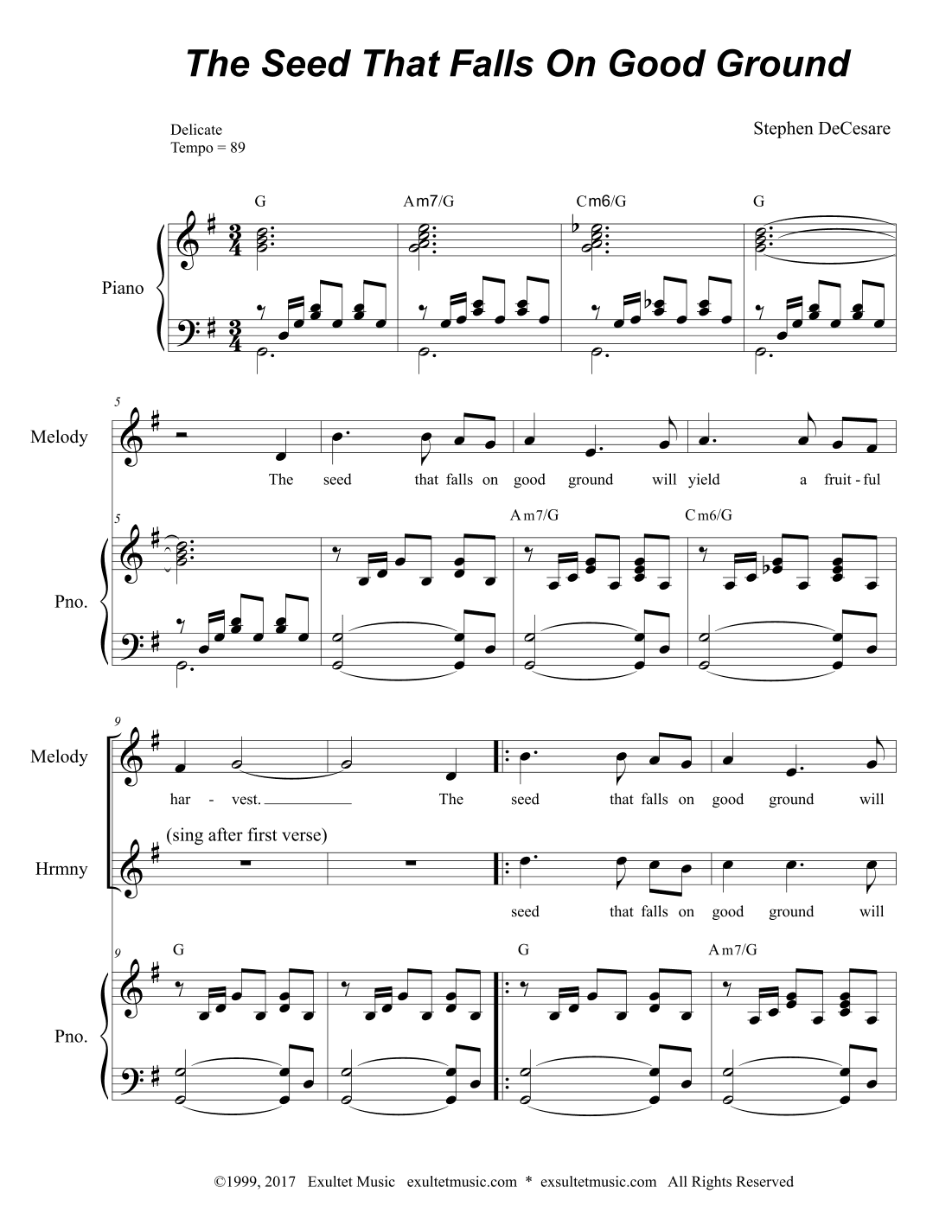 The Seed That Falls On Good Ground (Voice Duet)