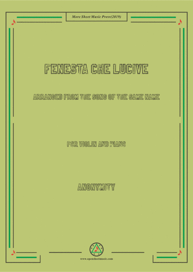 Louis-Fenesta che lucive,for Violin and Piano (arr. MSM)