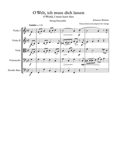 O Welt, ich muss dich lassen (O World, I e'en must leave thee) - 2018 Chamber Music Contest Entry (arr. John J. Kula)