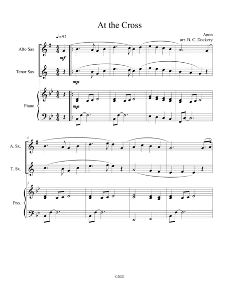 At the Cross (alto and tenor sax duet) with optional piano accompaniment (arr. B. C. Dockery)