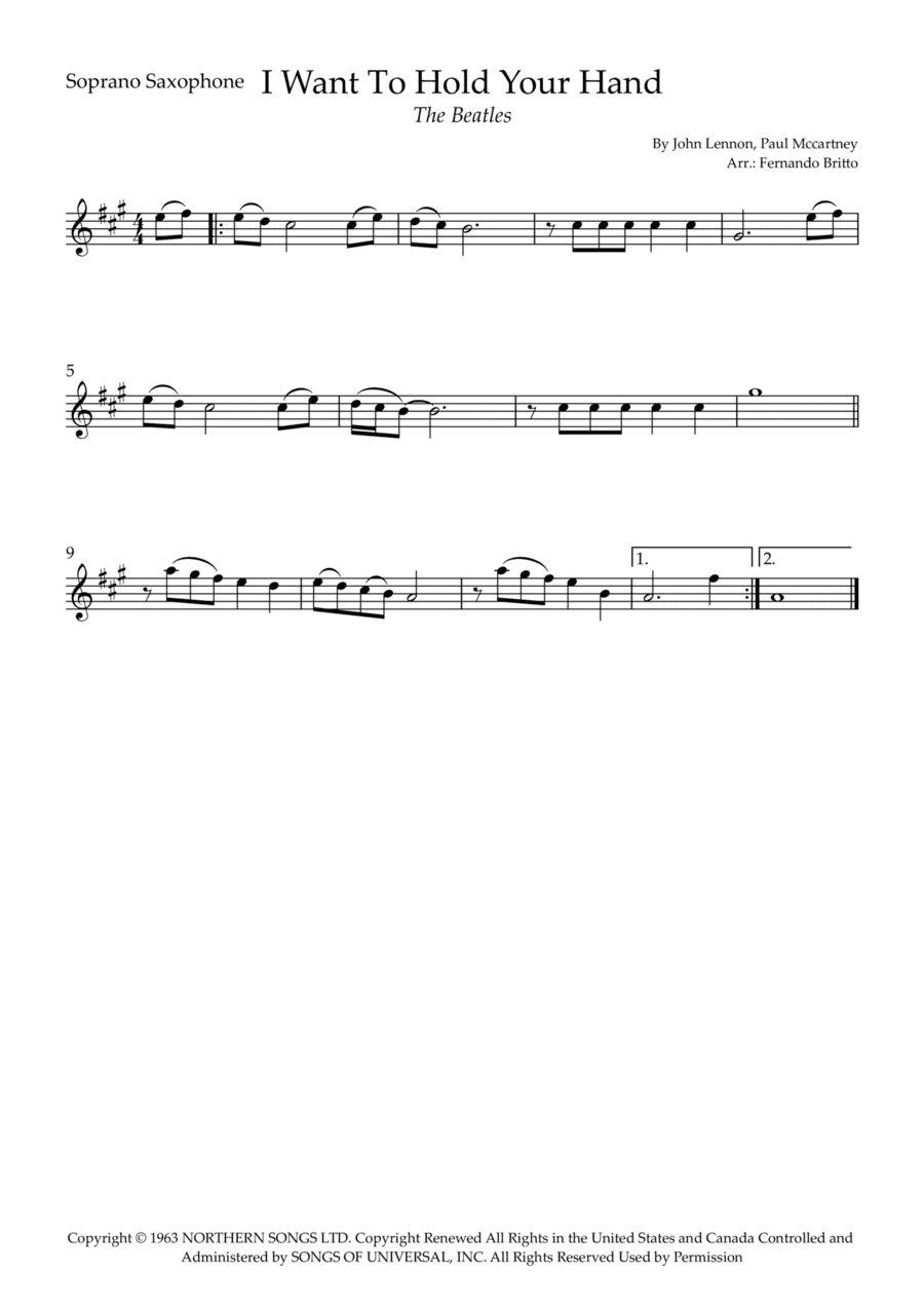 I Want To Hold Your Hand (arr. Fernando Britto)