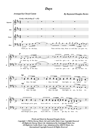 Days (arr. Cheryl Camm)