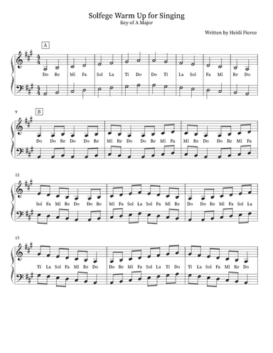 Solfege Warm Up for Singing- Key of A Major