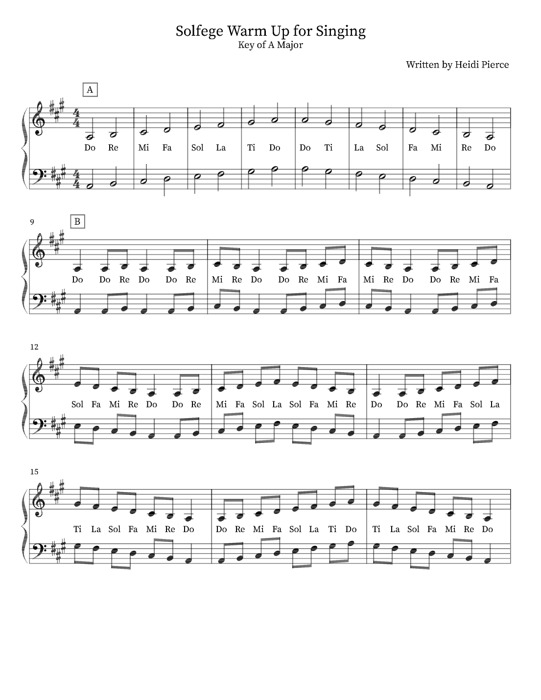 Solfege Warm Up for Singing- Key of A Major