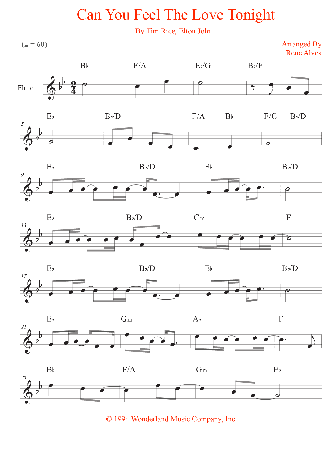Can You Feel The Love Tonight (arr. Rene Alves)
