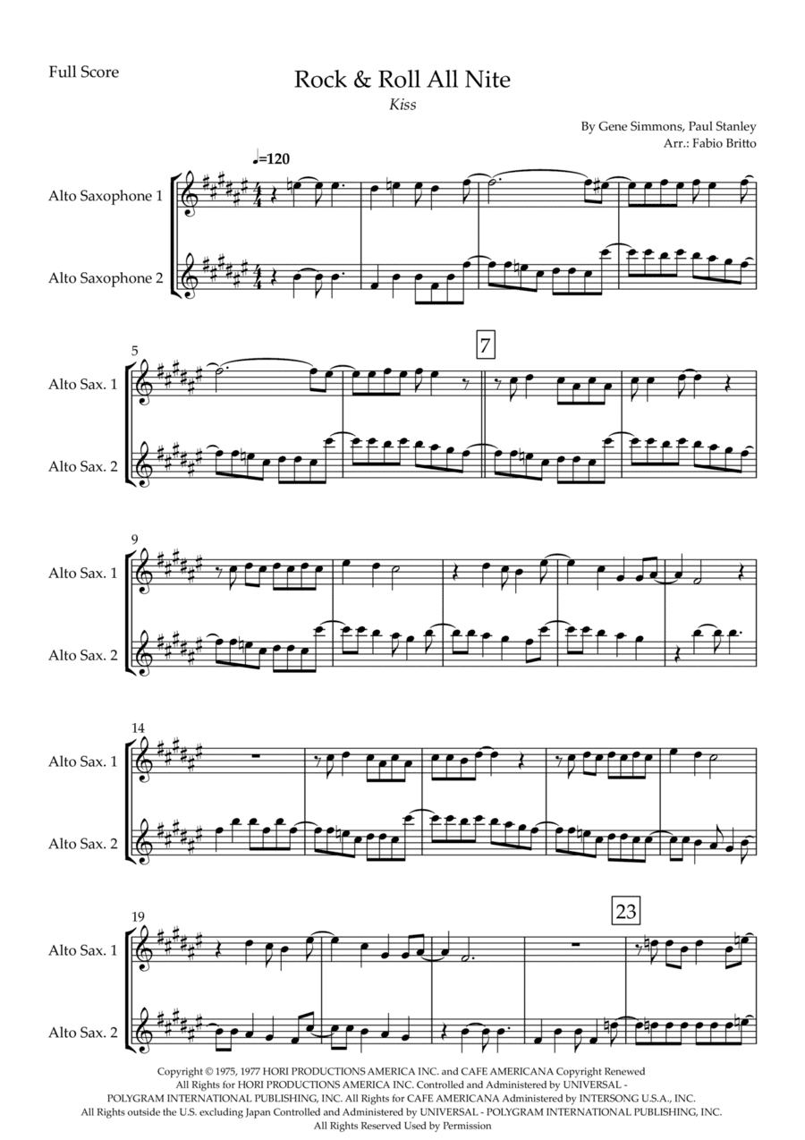 Rock And Roll All Nite (arr. Fabio Britto)