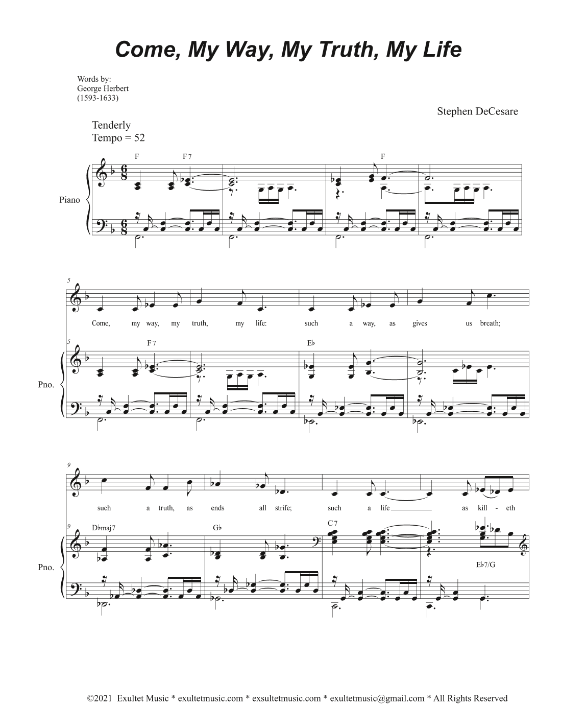 Come, My Way, My Truth, My Life (The Call) (Unison choir - High Key)