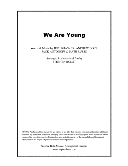 We Are Young (arr. Stephen Bulat)