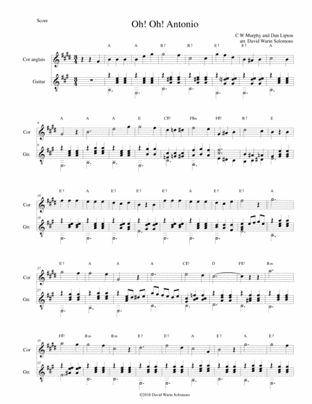 Oh! Oh! Antonio for cor anglais and guitar (arr. David Warin Solomons)