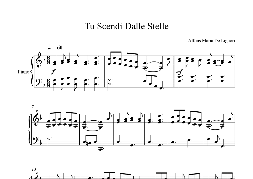 Tu Scendi Dalle Stelle - Alfons Maria De Liguori (Piano) (arr. Digital Book Music)