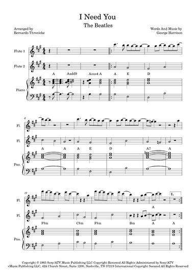 I Need You (arr. Bernardo Thronicke)
