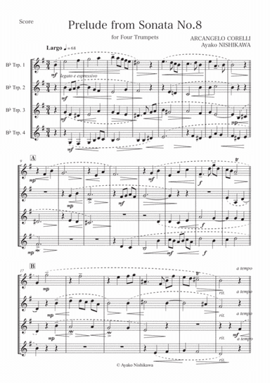 Prelude from Sonata No.8, Arcangelo Corelli, for Four Trumpets (arr. Ayako Nishikawa)