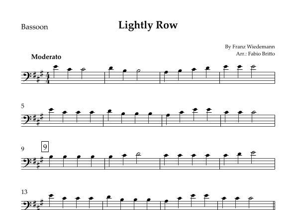 Lightly Row for Bassoon Solo (arr. Fabio Britto)