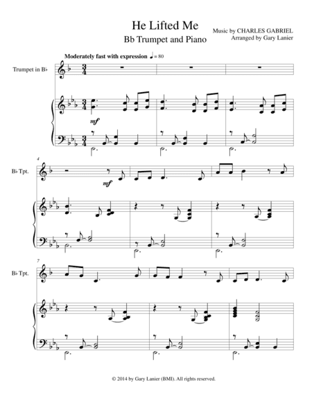 HE LIFTED ME (Trumpet/Piano with Trump Part) (arr. Gary Lanier)