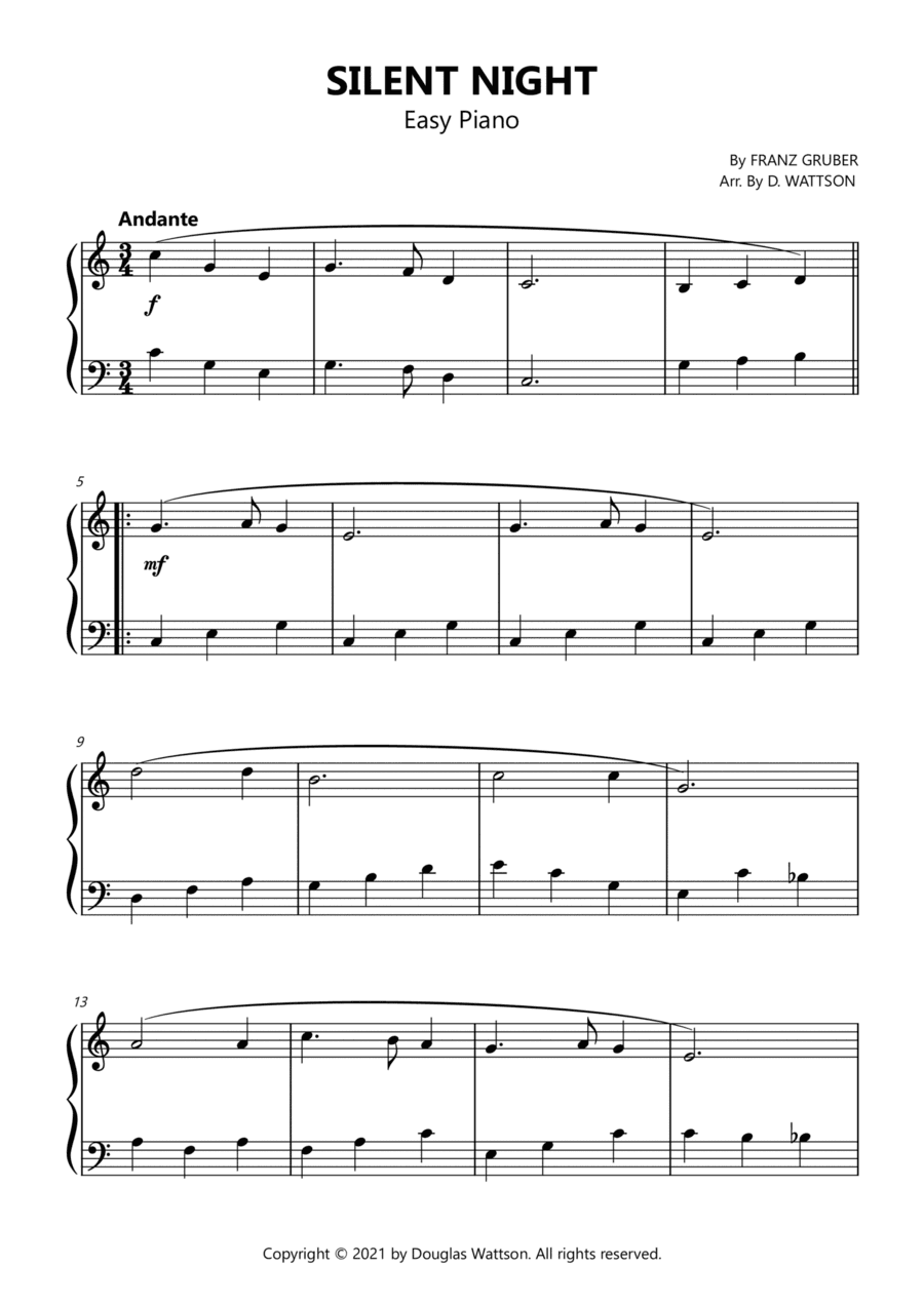 Silent Night sheet music for piano (arr. Douglas Wattson)