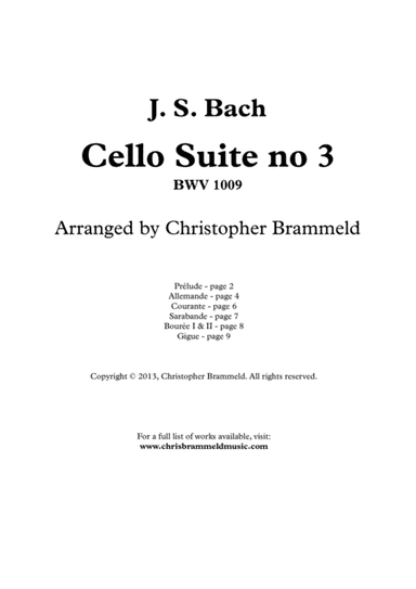 Cello Suite No. 3 (arr. Christopher Brammeld)