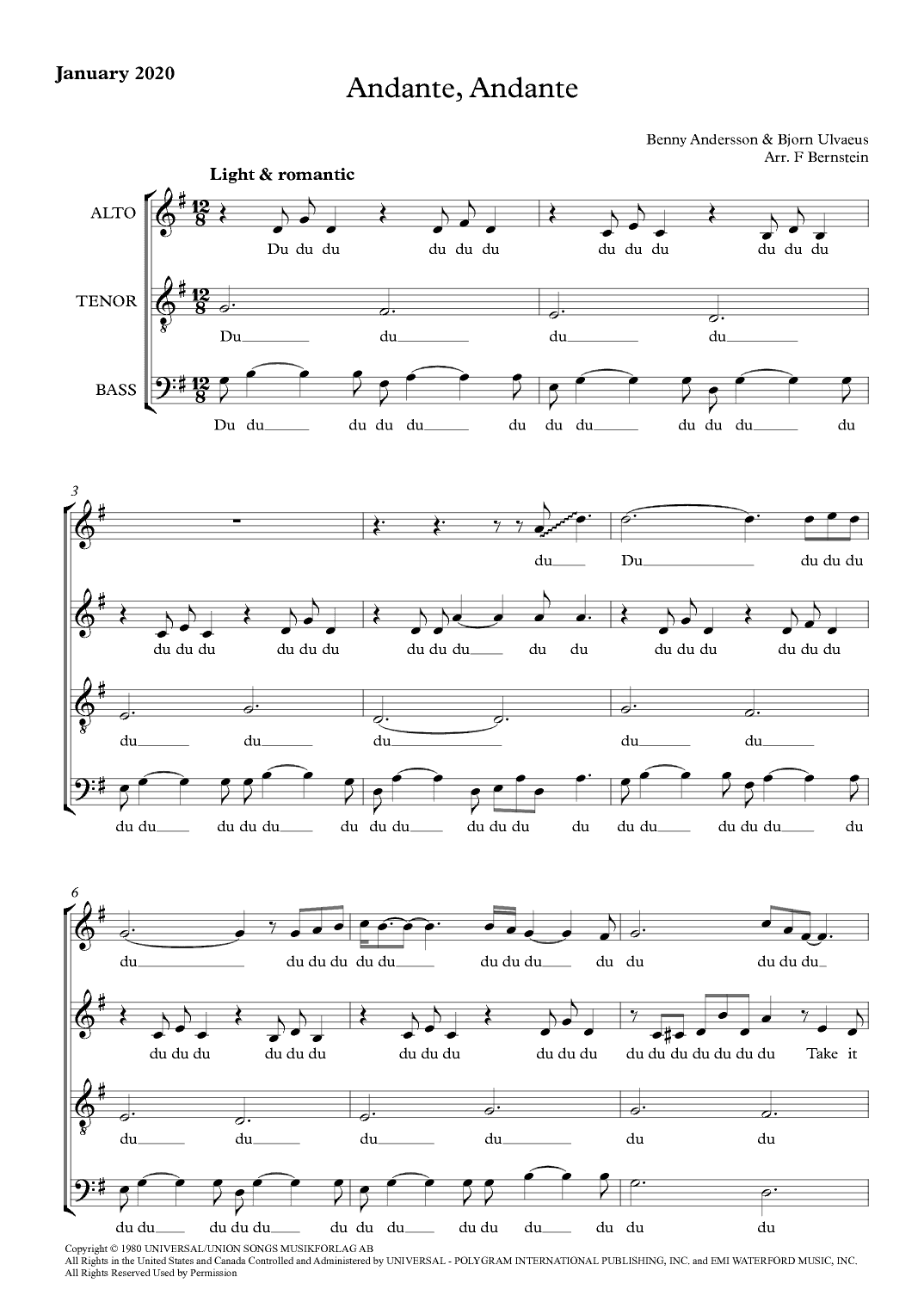 Andante, Andante (arr. Frances Bernstein)