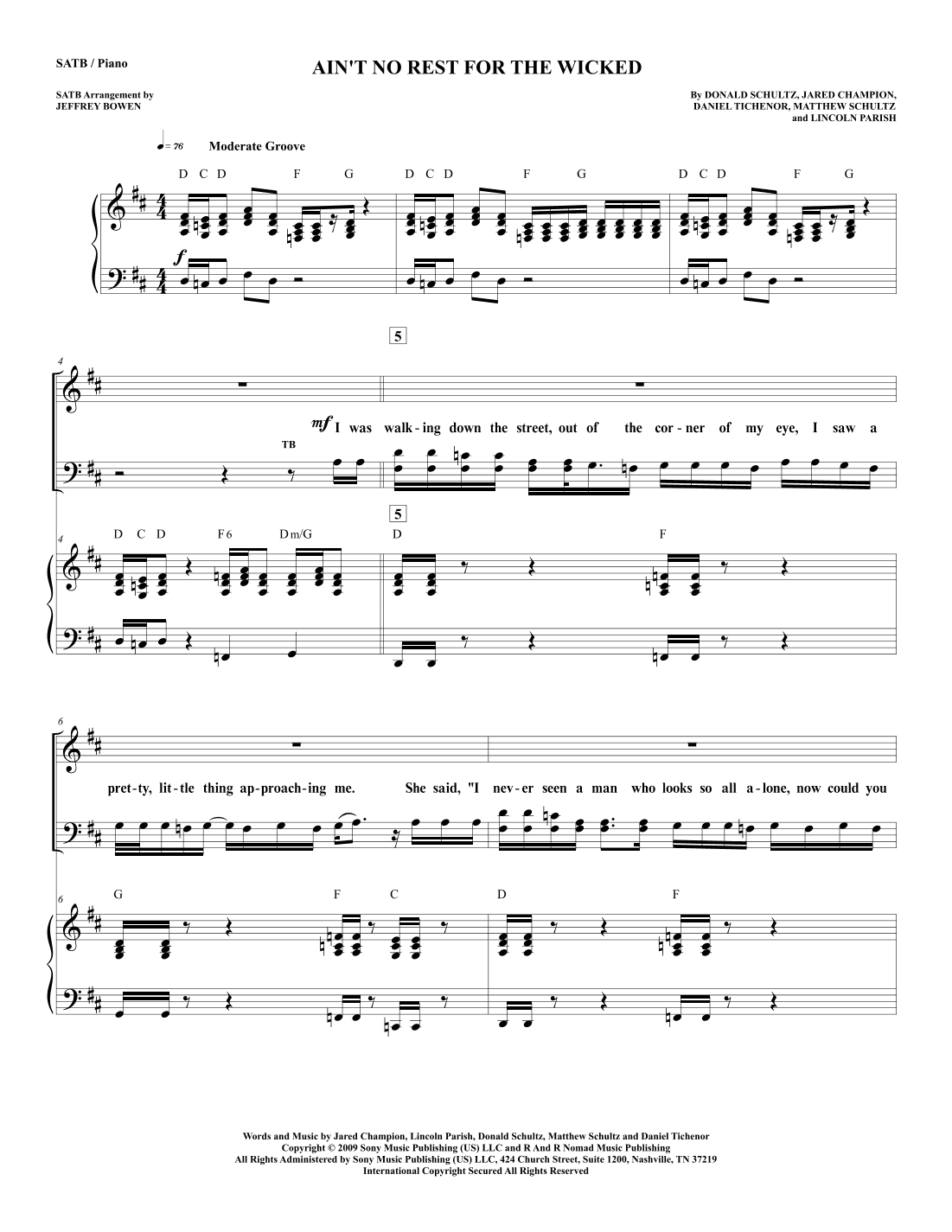 Ain't No Rest For The Wicked (arr. Jeffrey Bowen)