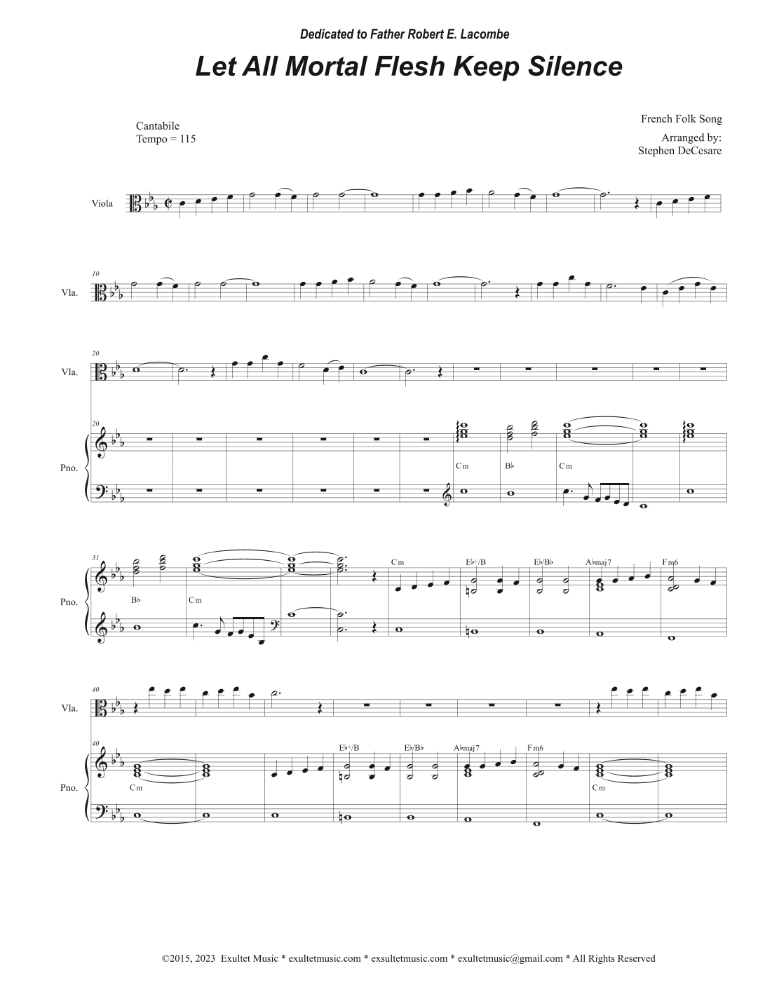 Let All Mortal Flesh Keep Silence (Viola solo and Piano) (arr. Stephen DeCesare)